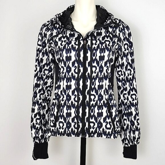 Lululemon Sprinkler Ikat Downtime Jacket Seawheeze Special Edition Black Sz 4 - Picture 1 of 16